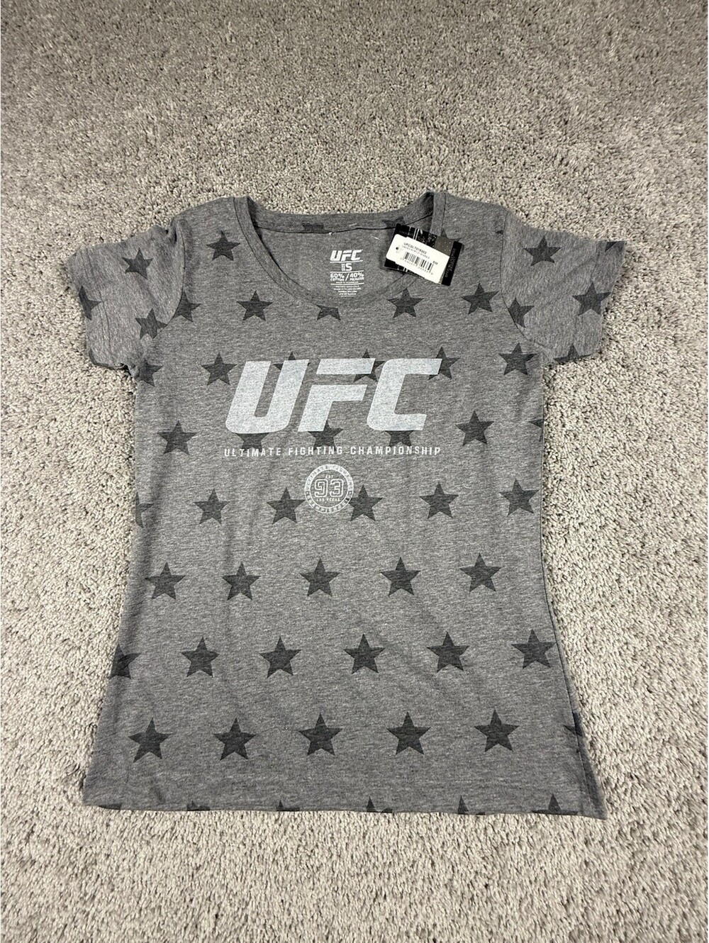 UFC Logo Graphic Print Short Sleeve T-Shirt Natural Heather Star Women’s S NWT